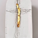 Gold broach, made by Greek contemporary artist Eleni Kolaitou of the Greek art gallery, AK in Santorini